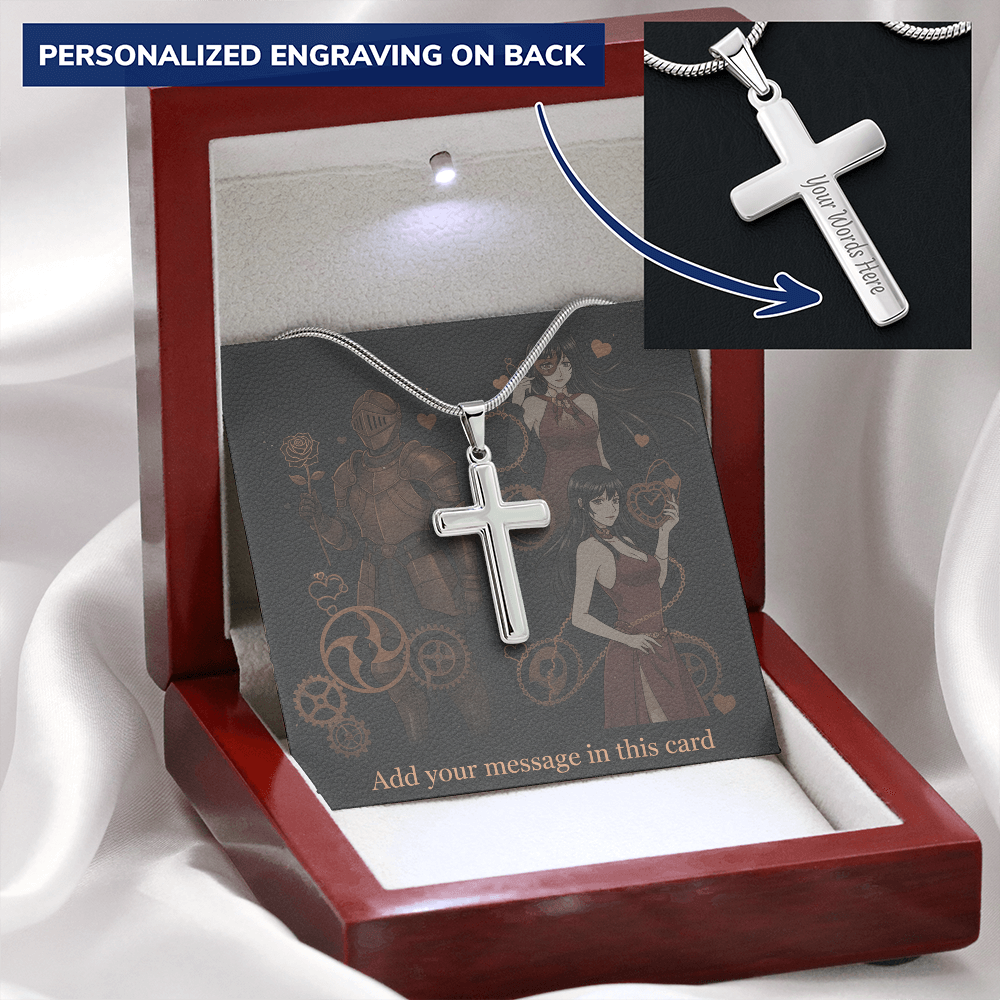 Lit Box Personalized Custom Valentine's Day Necklace for HIM + Engraved Personalized Card Set | Gift for Boyfriend, Husband, Anniversary, Birthday