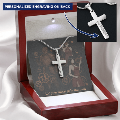 Lit Box Personalized Custom Valentine's Day Necklace for HIM + Engraved Personalized Card Set | Gift for Boyfriend, Husband, Anniversary, Birthday
