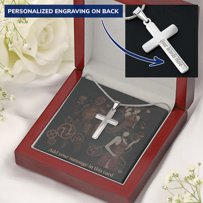Lit Box Personalized Custom Valentine's Day Necklace for HIM + Engraved Personalized Card Set | Gift for Boyfriend, Husband, Anniversary, Birthday