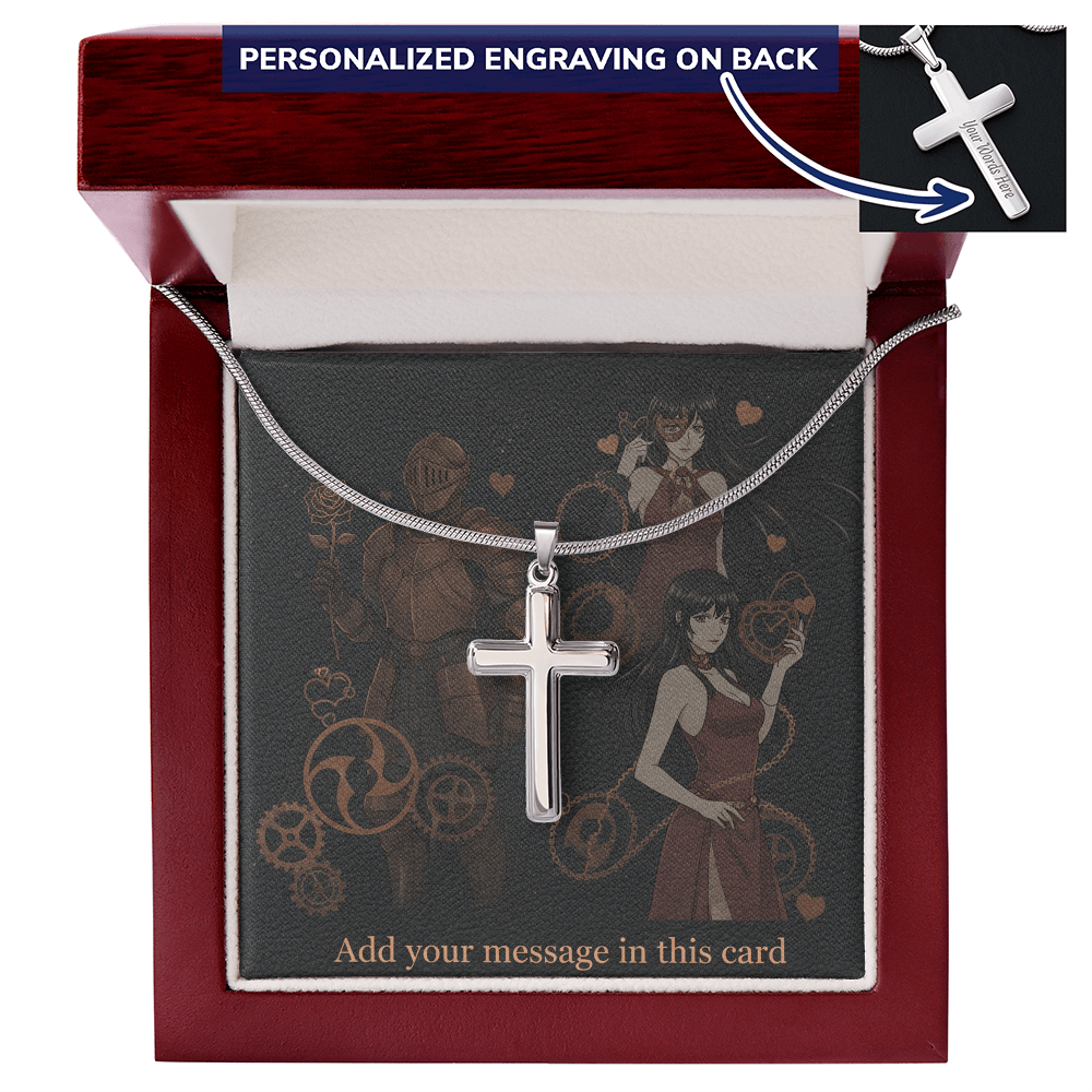Lit Box Personalized Custom Valentine's Day Necklace for HIM + Engraved Personalized Card Set | Gift for Boyfriend, Husband, Anniversary, Birthday