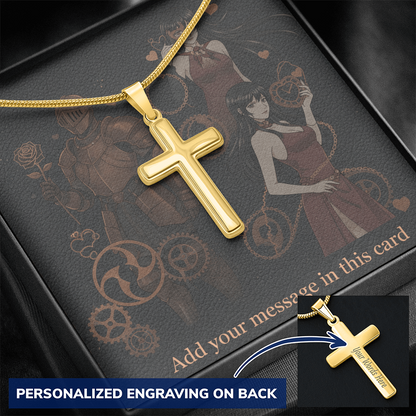 Lit Box Personalized Custom Valentine's Day Necklace for HIM + Engraved Personalized Card Set | Gift for Boyfriend, Husband, Anniversary, Birthday