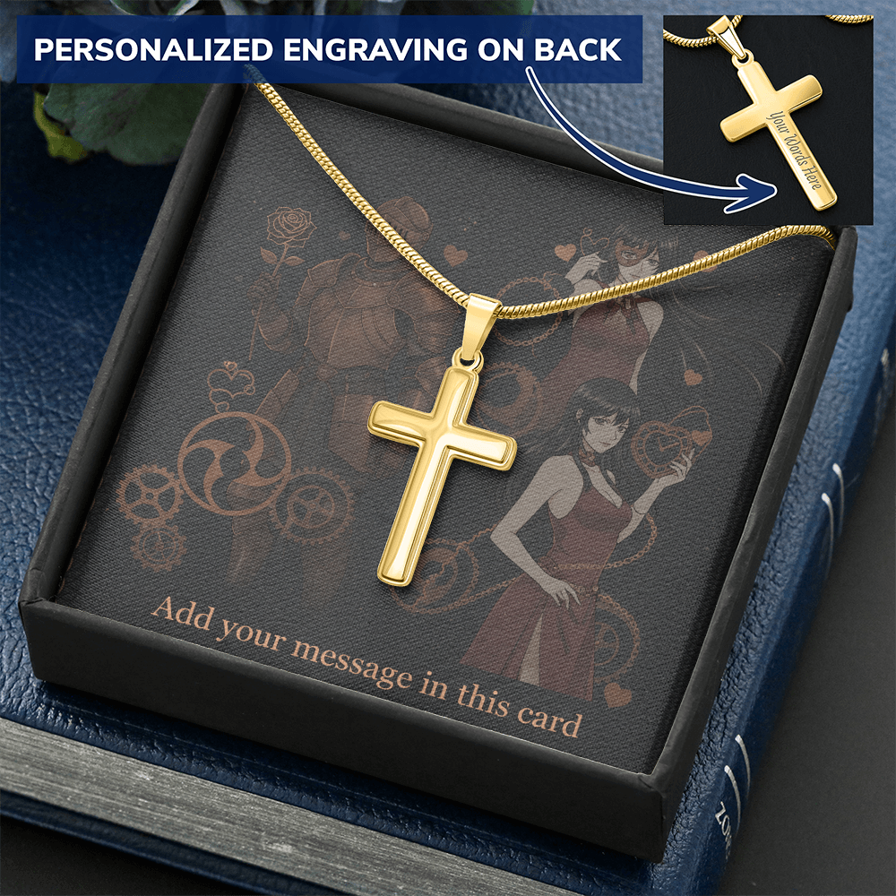 Lit Box Personalized Custom Valentine's Day Necklace for HIM + Engraved Personalized Card Set | Gift for Boyfriend, Husband, Anniversary, Birthday