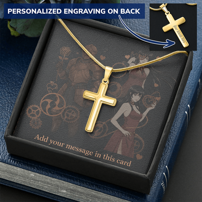 Lit Box Personalized Custom Valentine's Day Necklace for HIM + Engraved Personalized Card Set | Gift for Boyfriend, Husband, Anniversary, Birthday