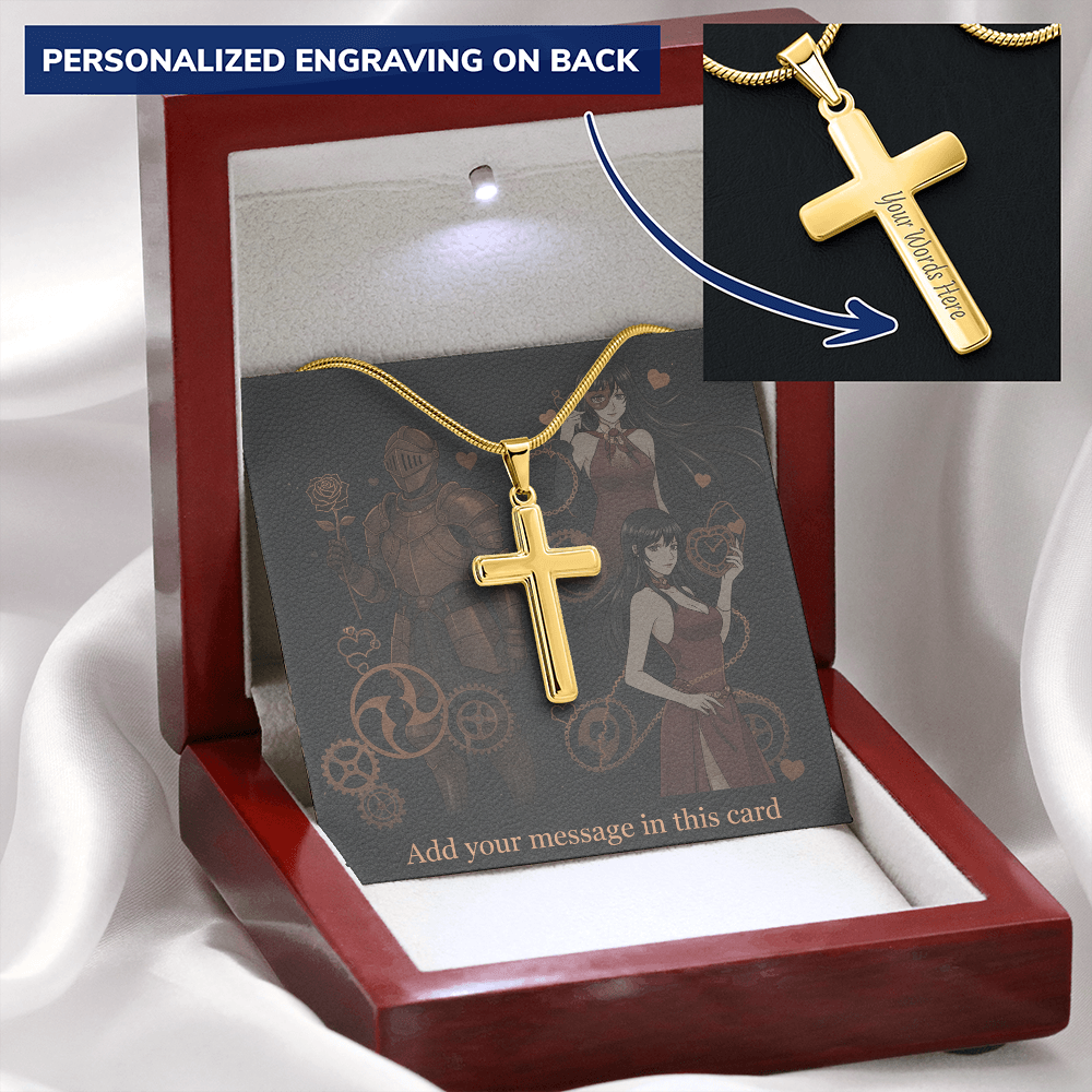 Lit Box Personalized Custom Valentine's Day Necklace for HIM + Engraved Personalized Card Set | Gift for Boyfriend, Husband, Anniversary, Birthday