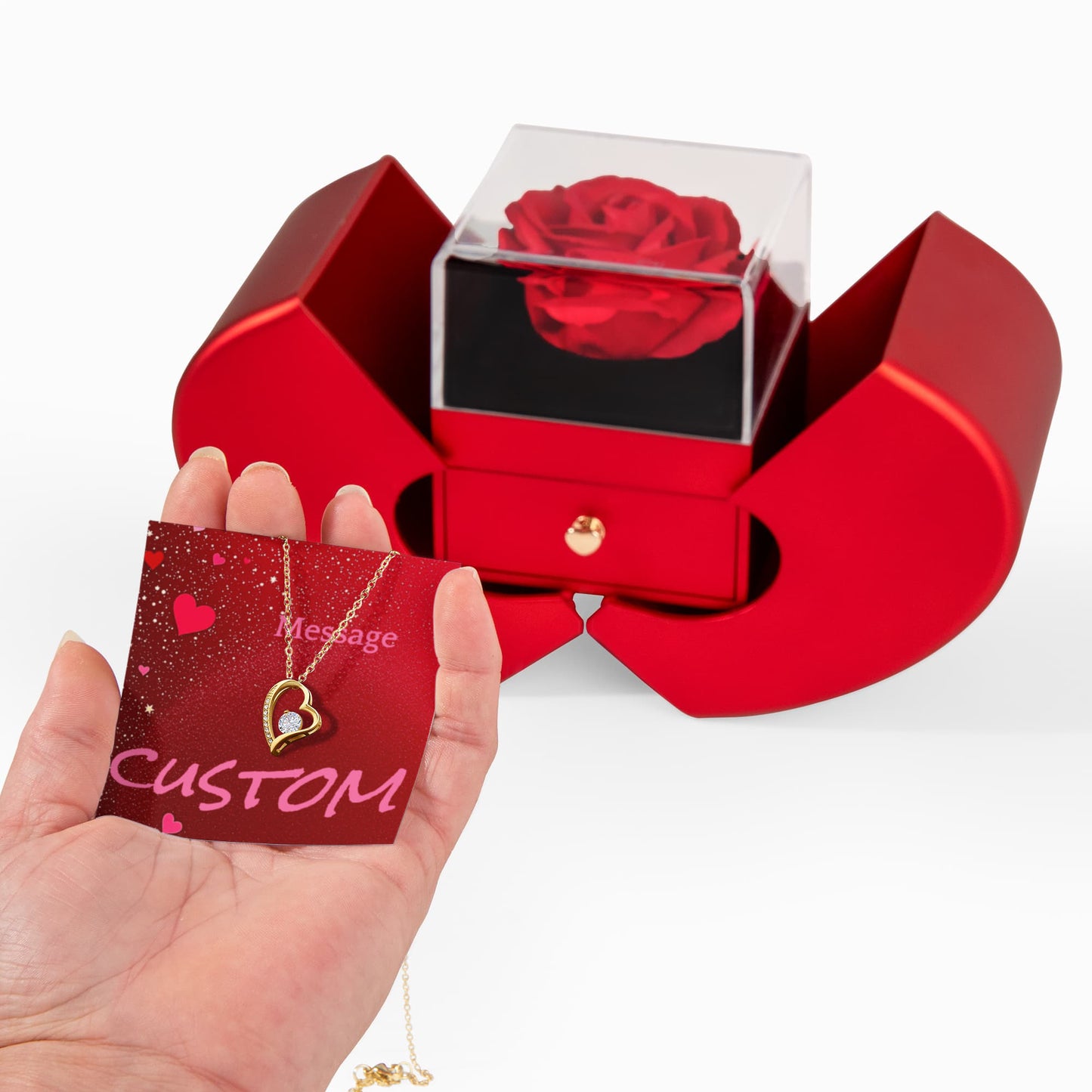 Personalized Valentine's Day Necklace with Custom Message Card | Gift for Wife Girlfriend Anniversary