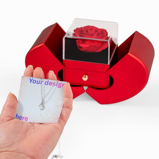 Custom Engraved Valentine Necklace + Personalized Message Card | Romantic Gift Wife Girlfriend Anniversary