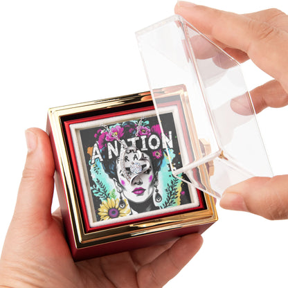 Frida Kahlo Best Friend Necklace Gift Rotating Box with Beautiful Rose
