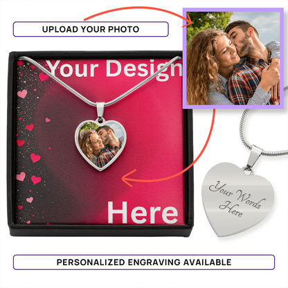 Custom Valentine's Day Necklace + engraved Personalized Card Set | Romantic Jewelry Wife Girlfriend Anniversary