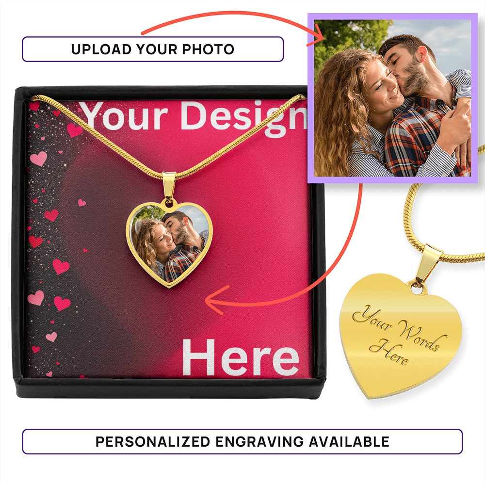 Custom Valentine's Day Necklace + engraved Personalized Card Set | Romantic Jewelry Wife Girlfriend Anniversary