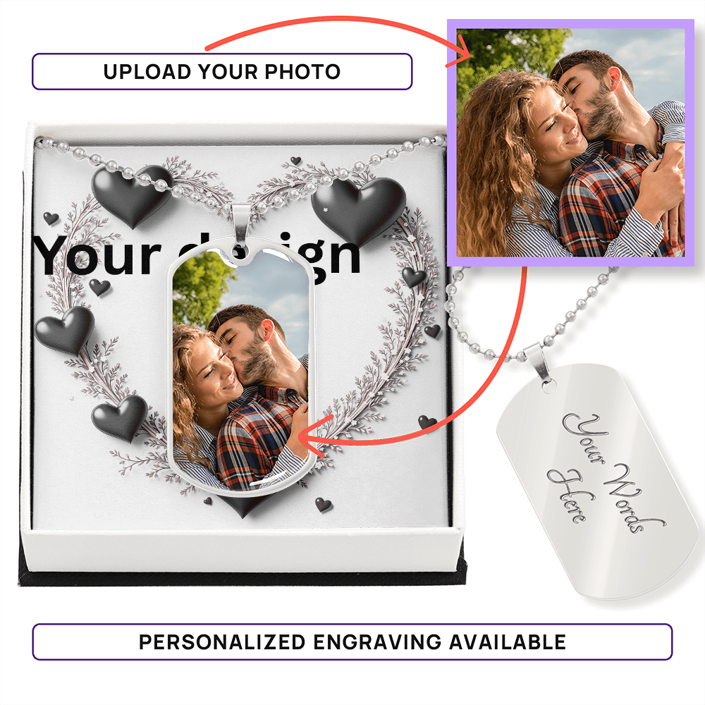 Personalized Valentine's Day engraved Necklace with Custom Message Card  | Romantic Gift Wife Girlfriend Anniversary Birthday