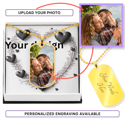 Personalized Valentine's Day engraved Necklace with Custom Message Card  | Romantic Gift Wife Girlfriend Anniversary Birthday