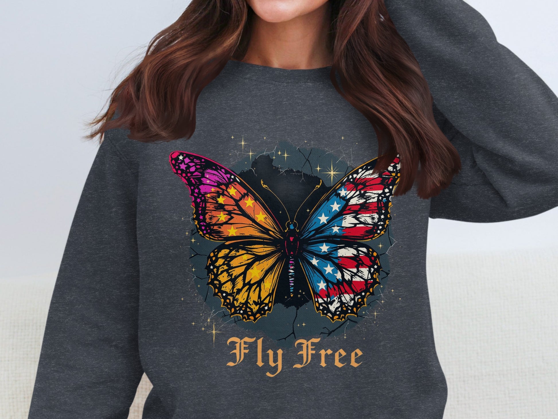 Fly Free Butterfly Graphic Long Sleeve Shirt product