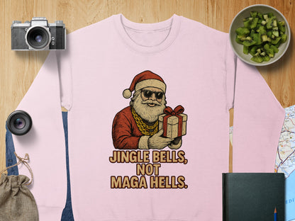 Jingle Bells Not Maga Hells Printed Sweatshirt