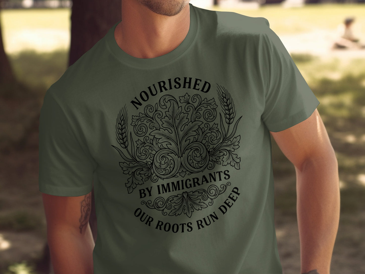 Nourished By Immigrants Our Roots Run Deep T-shirt