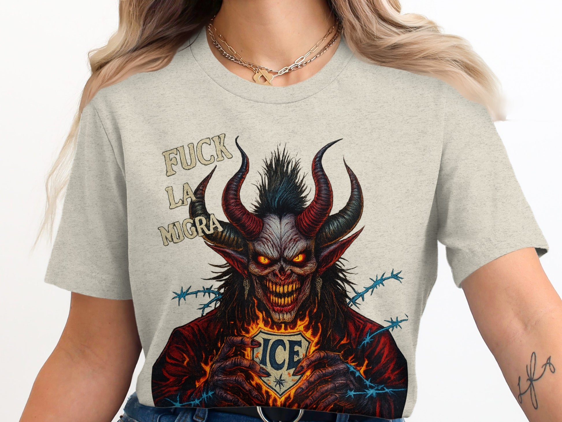Ice Demon Fiery Graphic Statement T-shirt product type