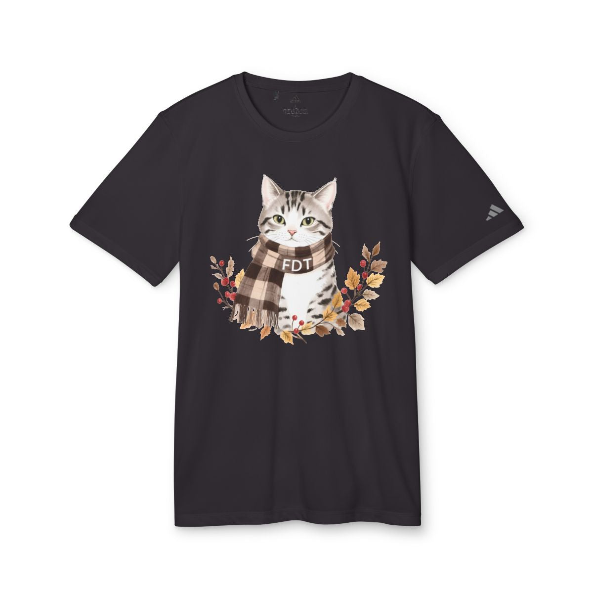 Cozy Cat Wearing Scarf Fall Themed Graphic T-Shirt