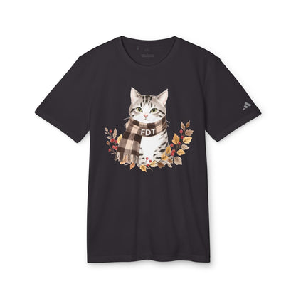 Cozy Cat Wearing Scarf Fall Themed Graphic T-Shirt