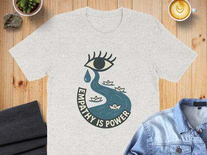 Empathy Is Power Eye with Paper Boats Graphic T-shirt