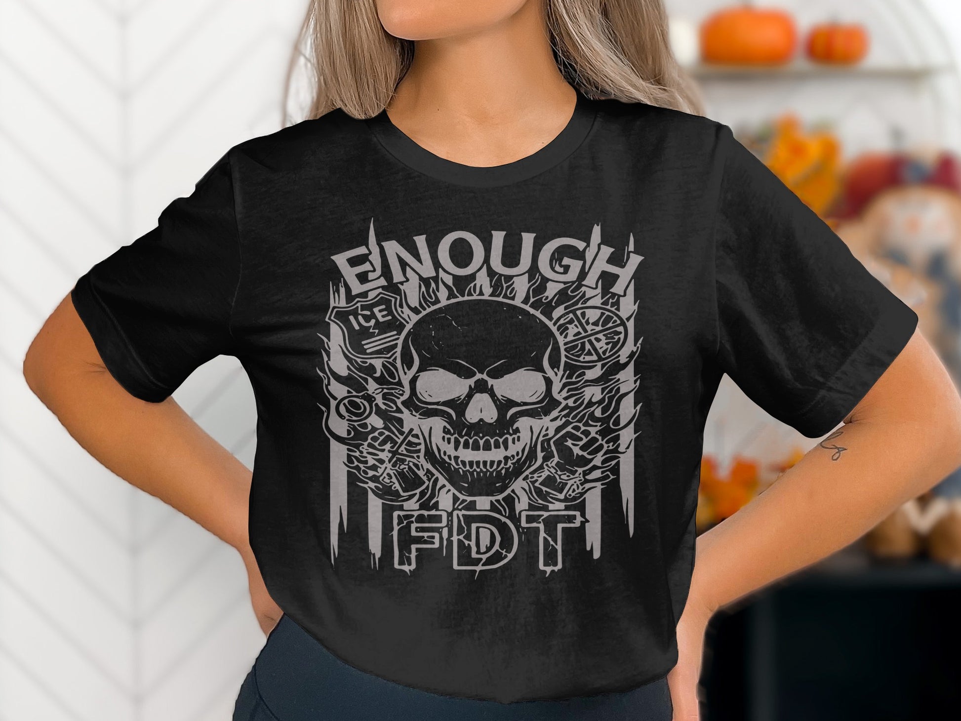 Enough FDT Punk Graphic Skull Imagery T-Shirt
