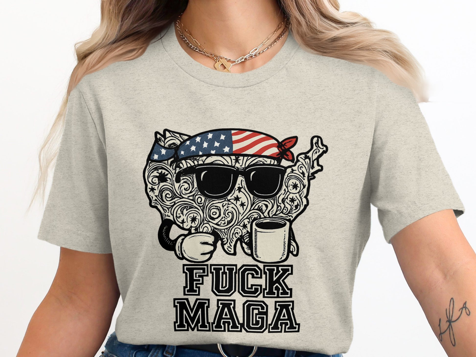 Patriotic Skull Fuck Maga Graphic T-shirt Product