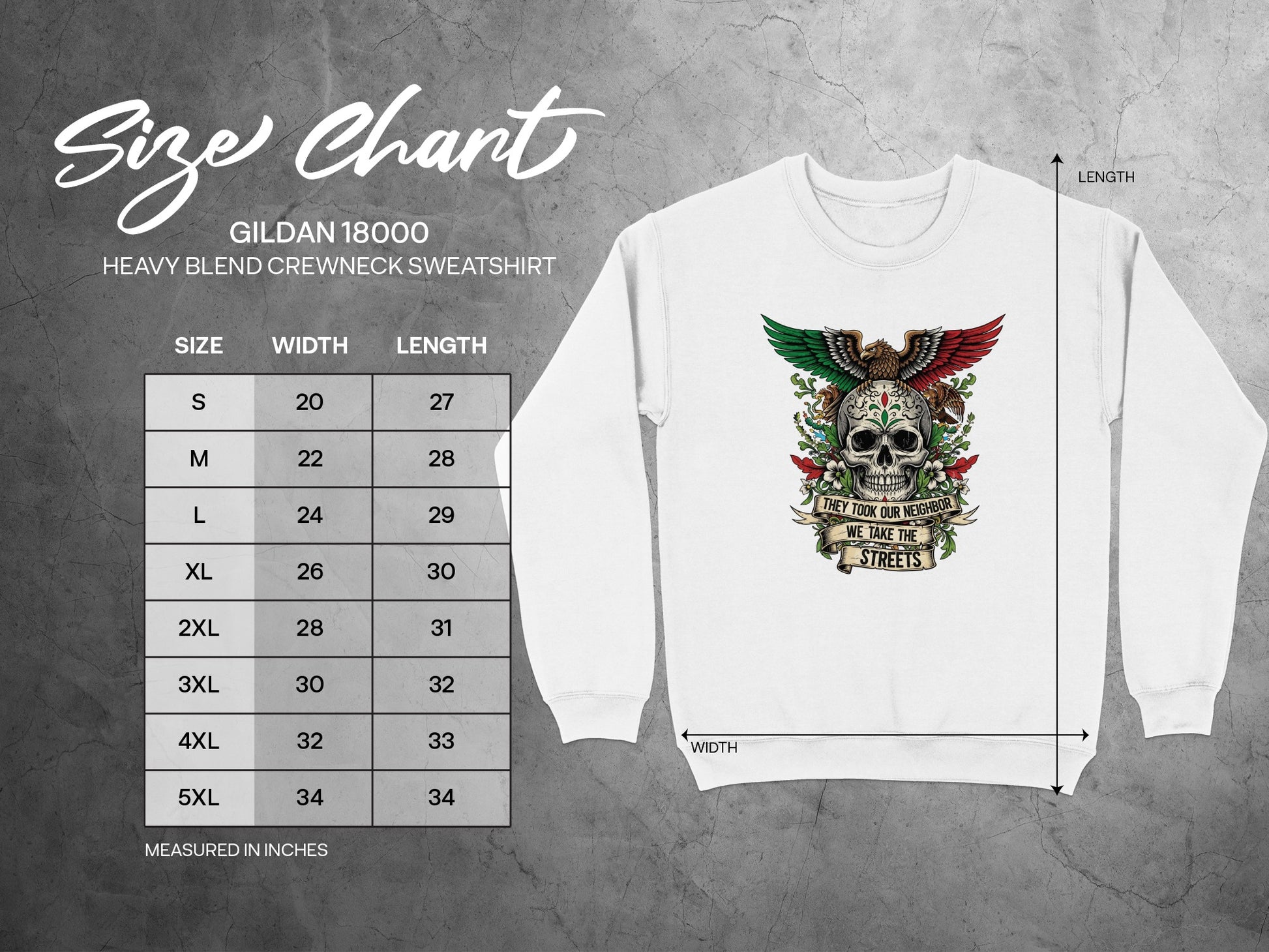 Skull and Eagle Motif Heavy Blend Crewneck Sweatshirt product