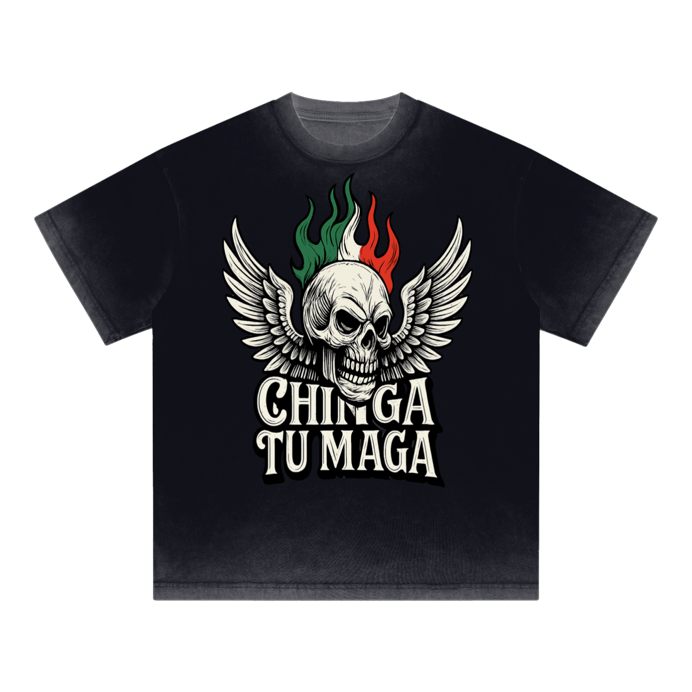 Chinga Tu Maga Vintage Reverse Dyed Loose Cotton T-Shirt