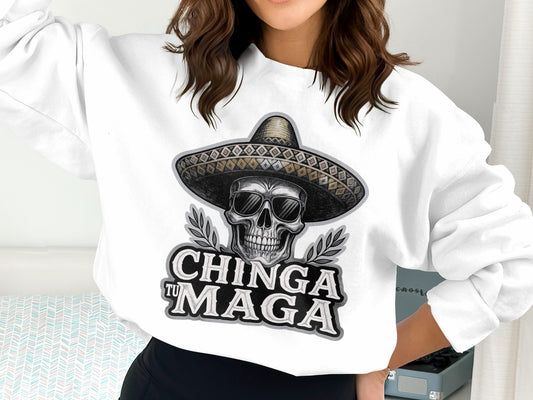 Skull With Sombrero Chinga Tu Maga Sweatshirt product