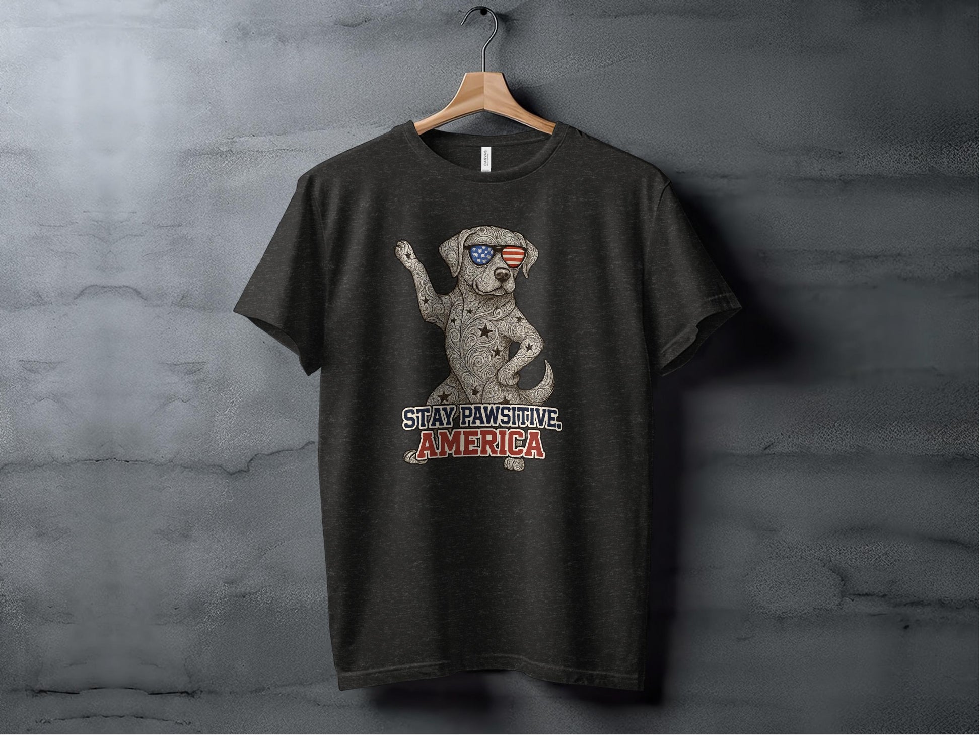 Stay Pawsitive America Dog T-Shirt product type