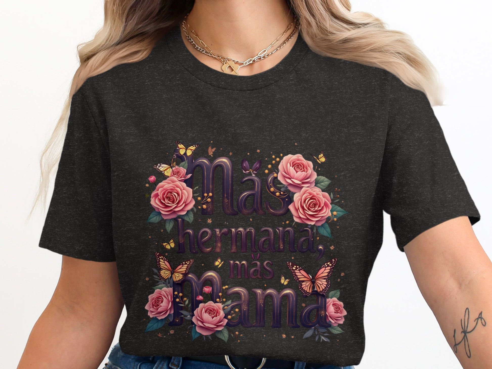 Más Hermana Más Mama Floral Print T-Shirt product