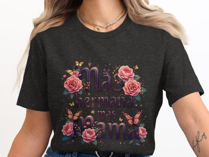 Más Hermana Más Mama Floral Print T-Shirt product