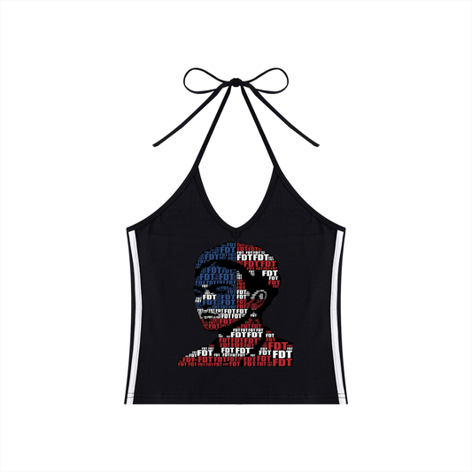 Subtle FDT Frida Kahlo Women's Color Block Halter Crop Tank Top