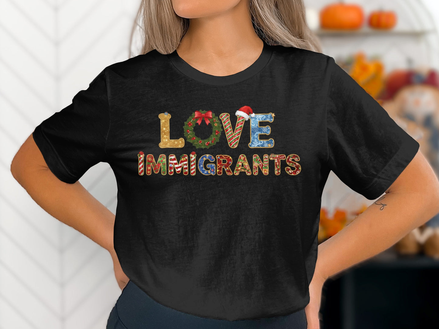 Love Immigrants Festive Christmas Themed Shirt