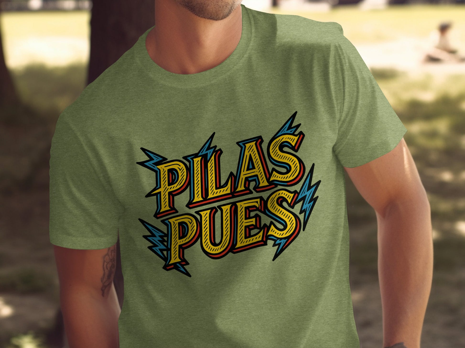 Pilas Pues Graphic T-shirt with Bold Lettering product