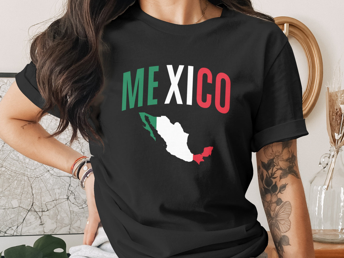Mexico Map Green Red White Design T-Shirt product type
