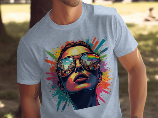 Vibrant Sunglasses Reflection Design T-Shirt product
