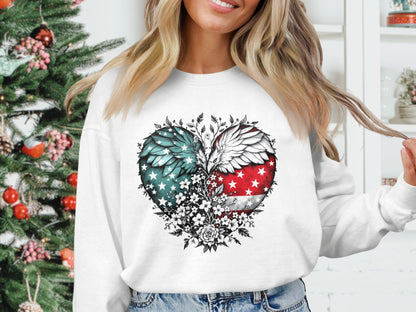 Patriotic Heart Wings Design Long Sleeve Top product