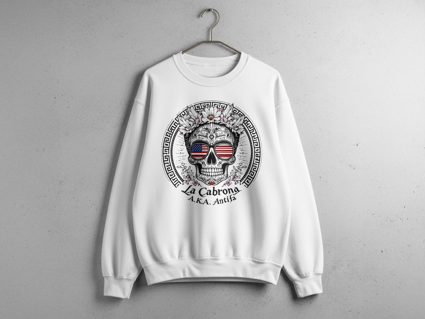 La Cabrona Skull Design American Flag Sweatshirt