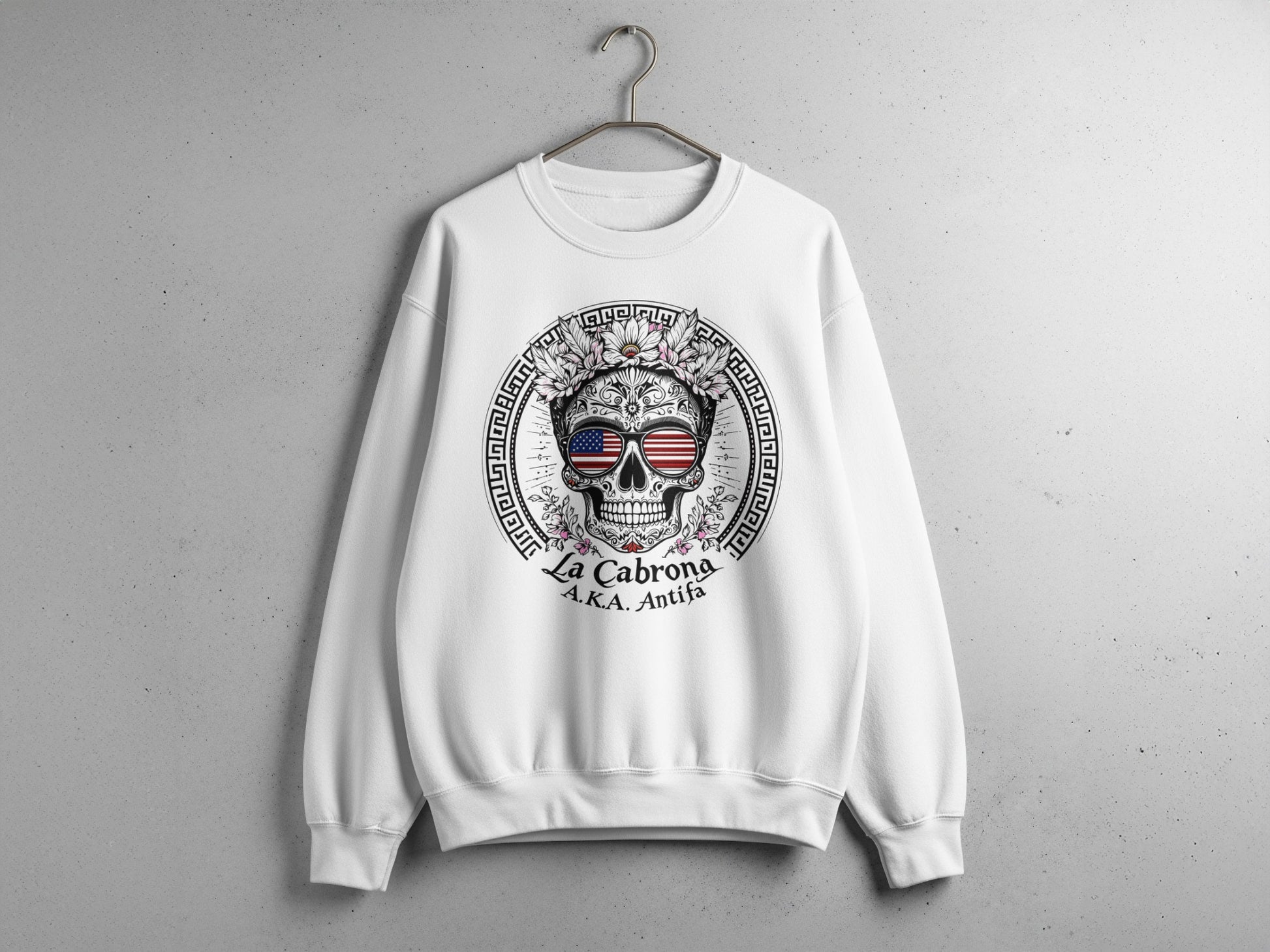 La Cabrona Skull Design American Flag Sweatshirt