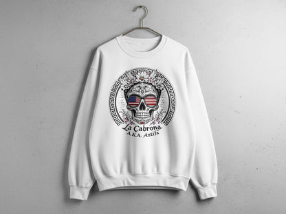 La Cabrona Skull Design American Flag Sweatshirt