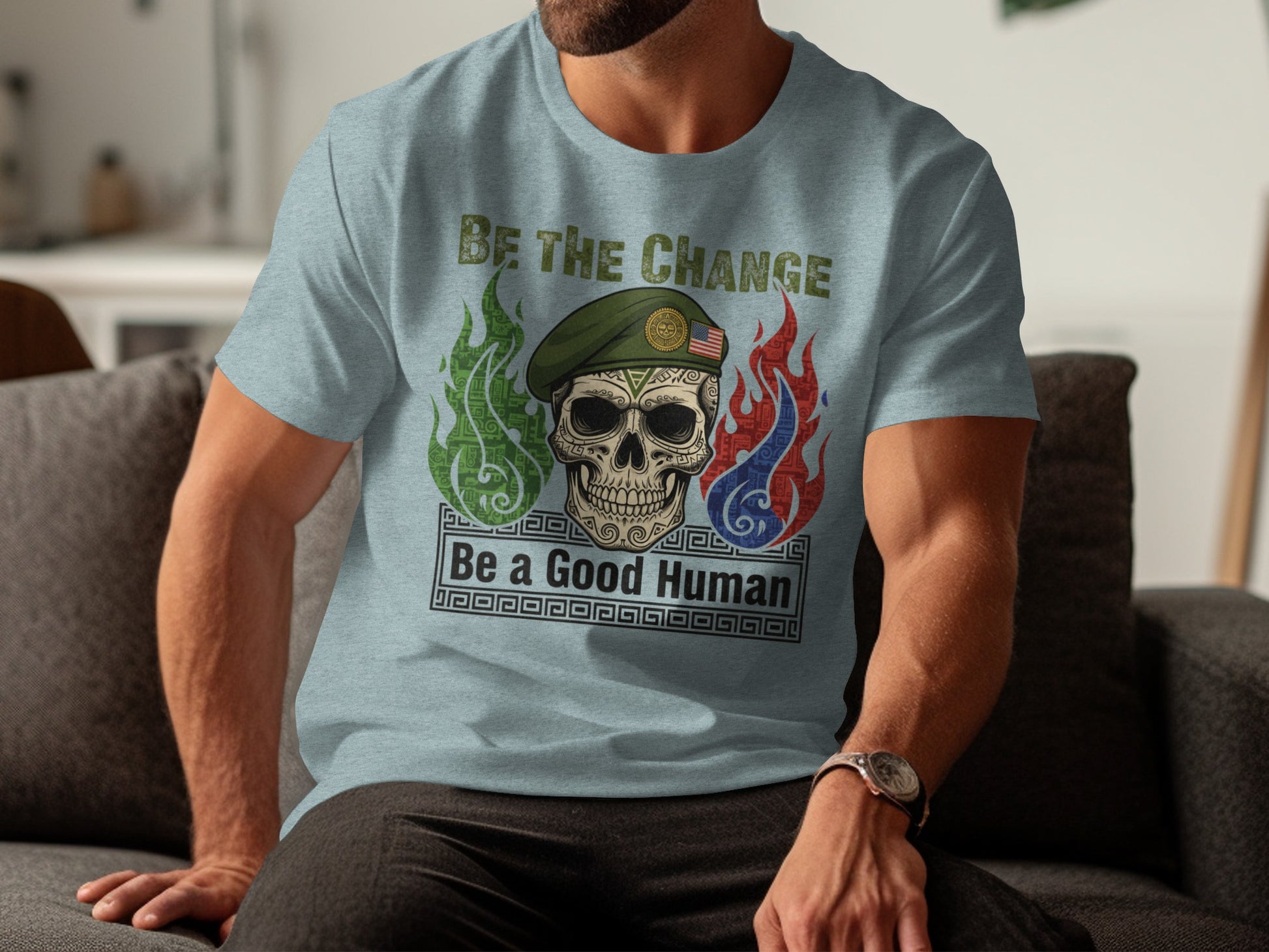 Be The Change Be a Good Human Skull T-Shirt