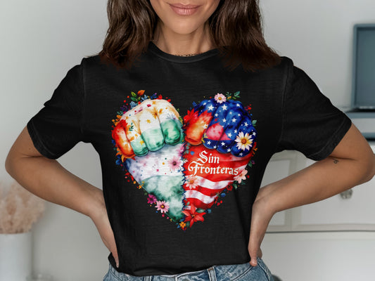 Sim Fronteras Fist Heart Graphic T-shirt product