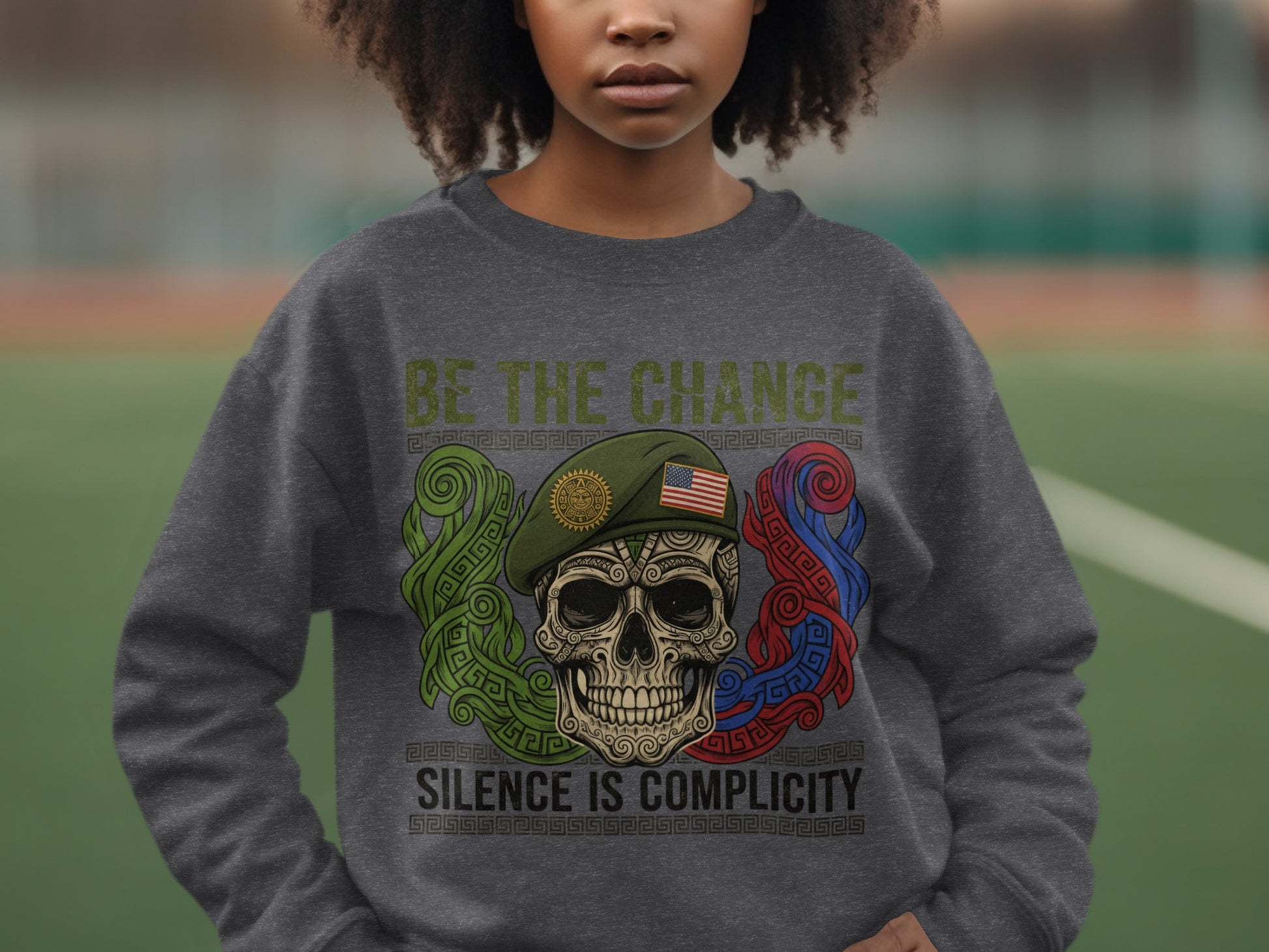 Be the Change Silence Is Complicity Skull Sweatshirt