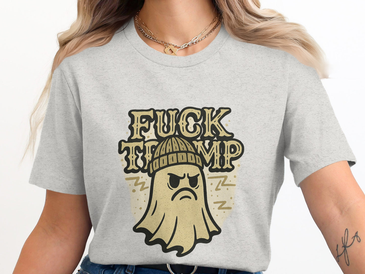 Ghost with Beanie and Angry Expression T-Shirt product