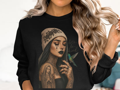 Let's Be Kind Tattoo Girl Graphic Sweatshirt product