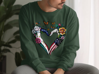 Butterfly Heart and Roses Sweatshirt Design