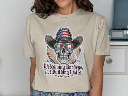 Welcoming Borders Not Building Walls Graphic Tee product type