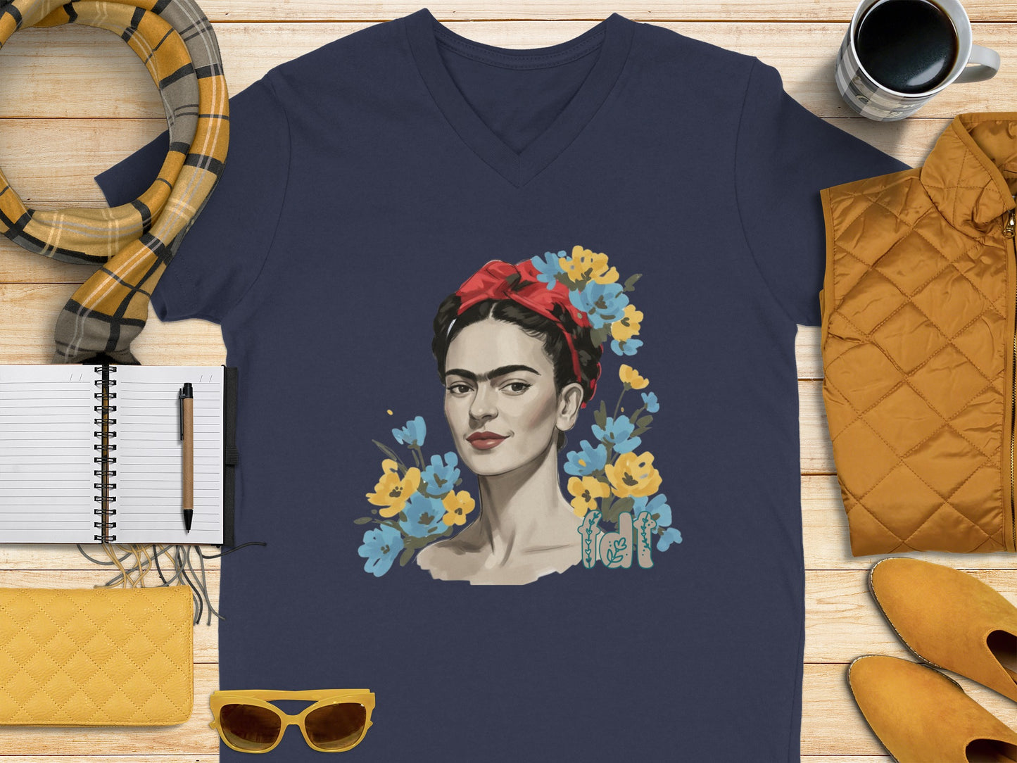 Fashionable V-neck Shirt with Artistic Graphic Design