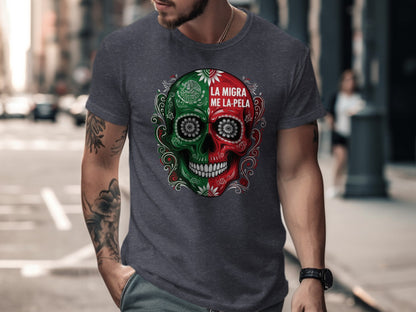 La Migra Me La Pela Skull Graphic T-shirt product