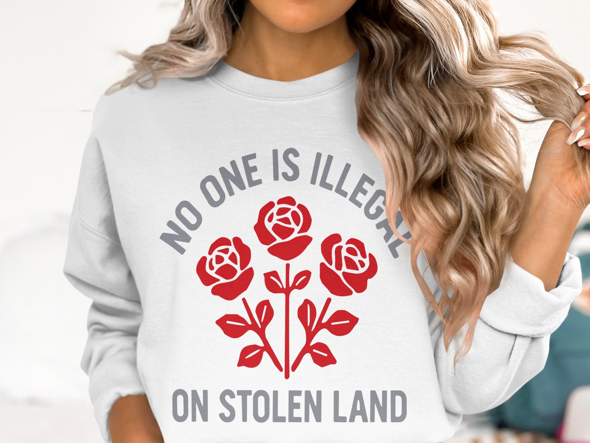 No One Is Illegal On Stolen Land sweatshirt product type