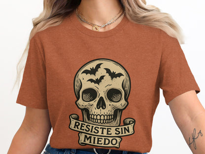 Resiste Sin Miedo Skull Bat Graphic T-Shirt product type